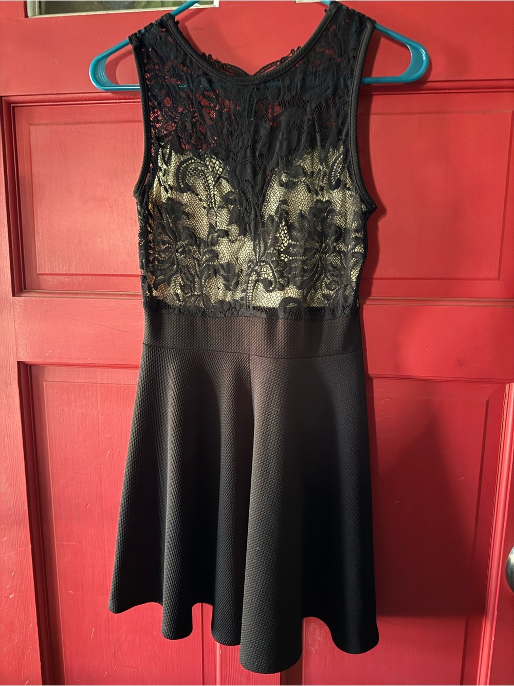 Windsor Black Lace & Cream Illusion Fit-and-Flare Dress